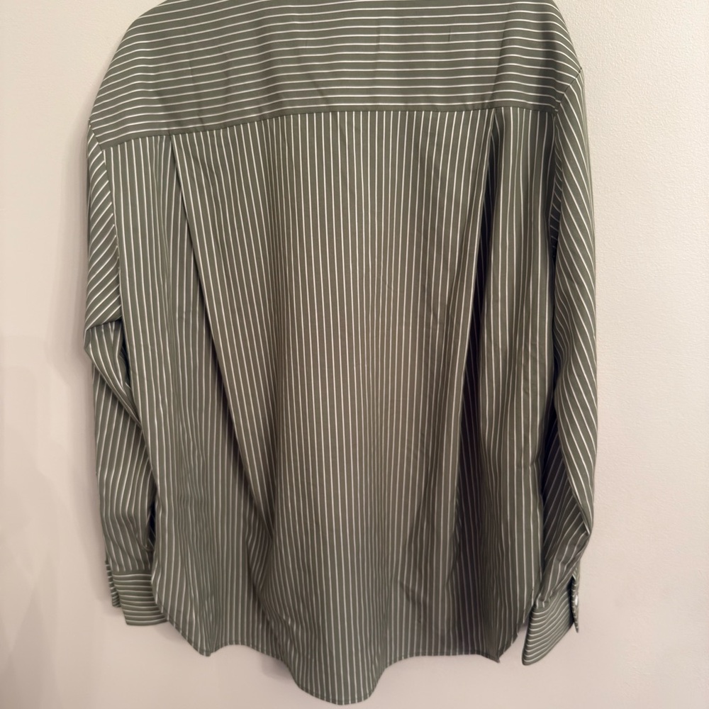 Reformation Olive Green Pinstripe Button-Down Shirt - Picture 4 of 5